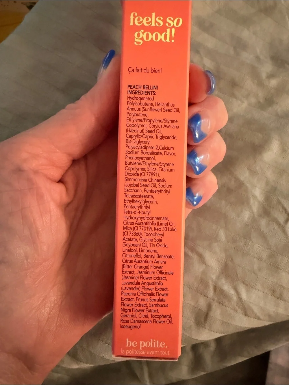 POLITE SOCIETY Polite Pout Glossy Lip Balm in Peach Bellini NEW IN BOX FULL SIZE